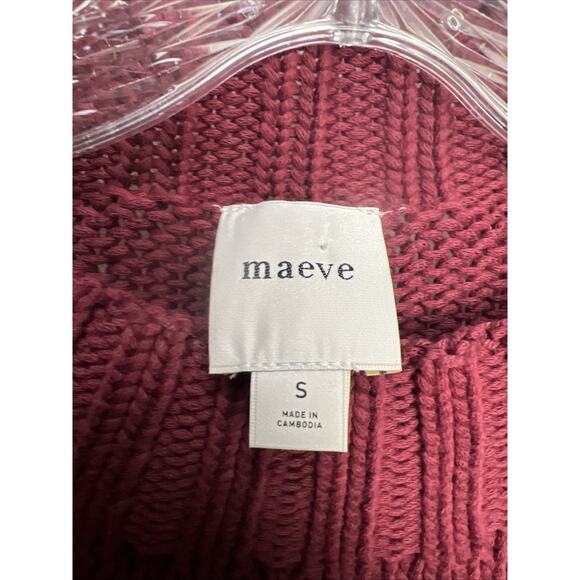 Maeve Anthropologie Women's Maroon Heart Knit Mock Neck Box Crop Sweater Small - Picture 4 of 9